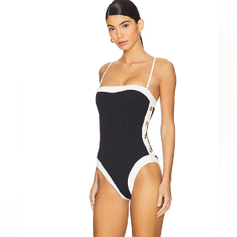 L'agence Tory Colorblock Chic Bandeau One Piece Swimsuit Nwt